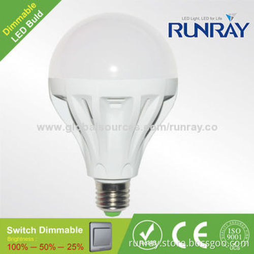 15W E27 Dimmable LED Bulb, AC 85-265V, Epistar SMD5730 Chip, Switch Dimming, ISO9001 China Factory